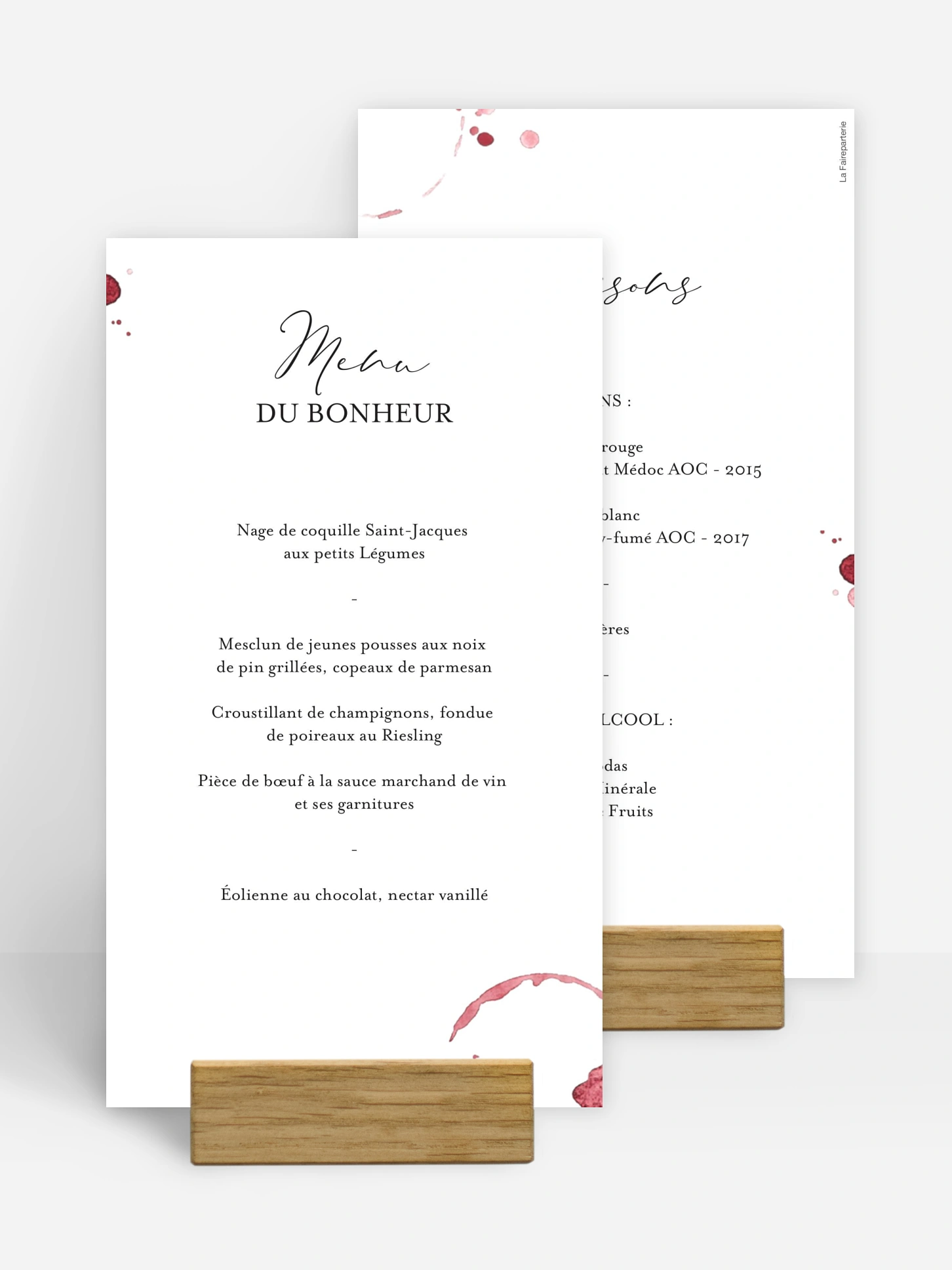 menu anniversaire Verres de vin