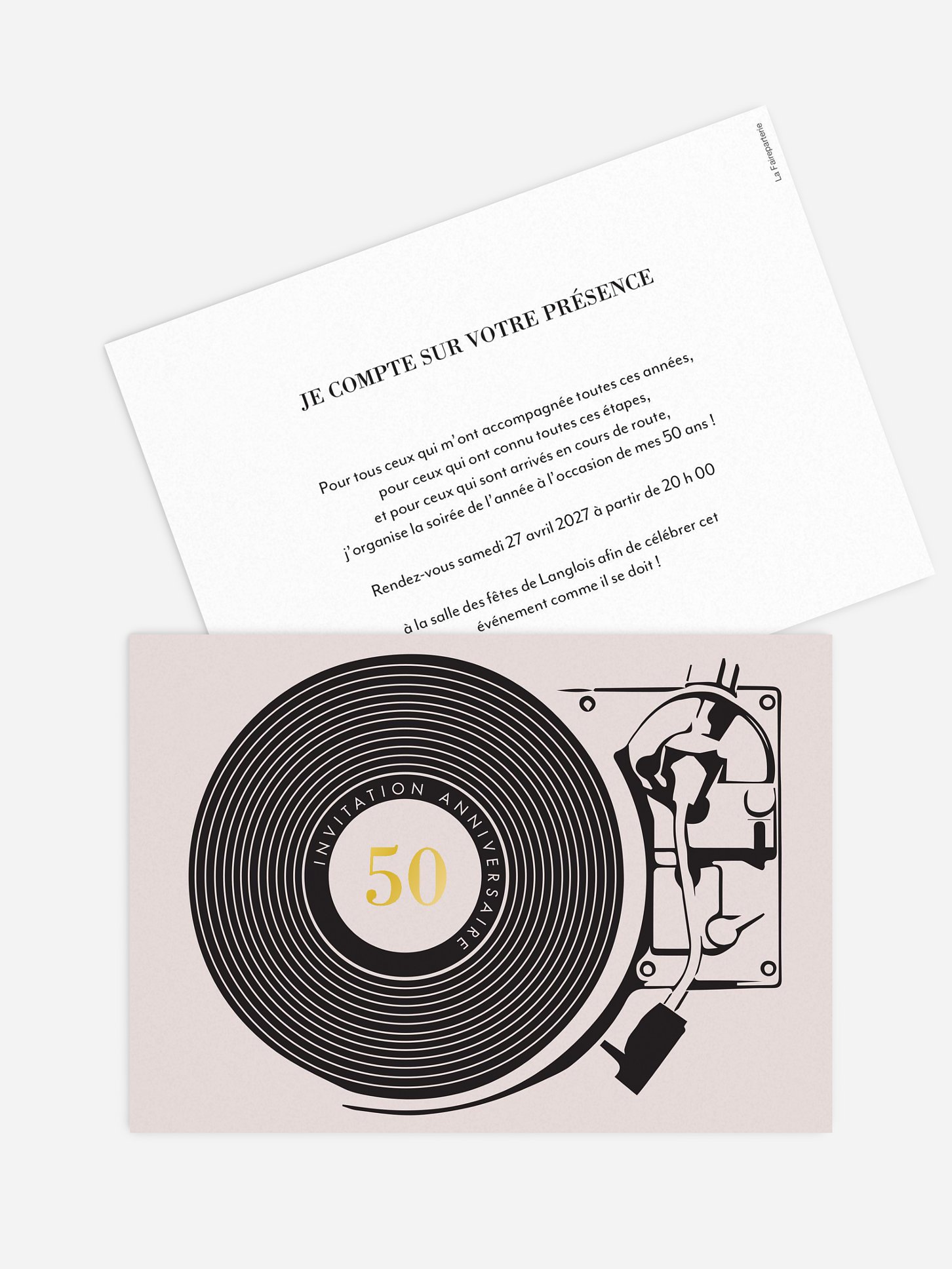 invitation anniversaire 50 Tourne-disque