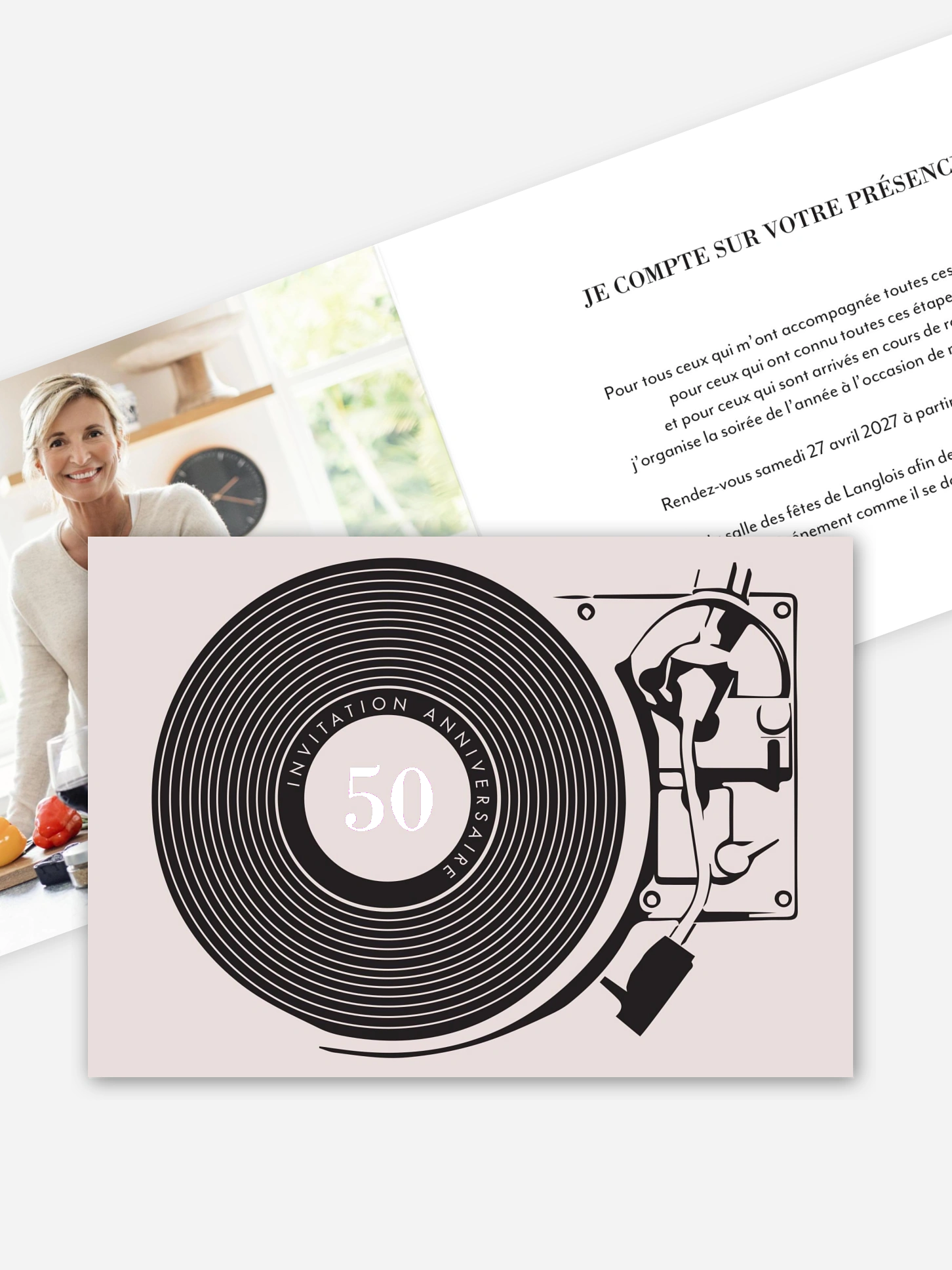 invitation anniversaire 50 Tourne-disque