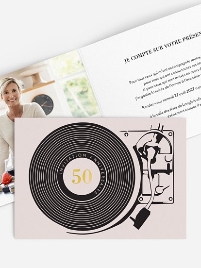 invitation anniversaire 50 Tourne-disque