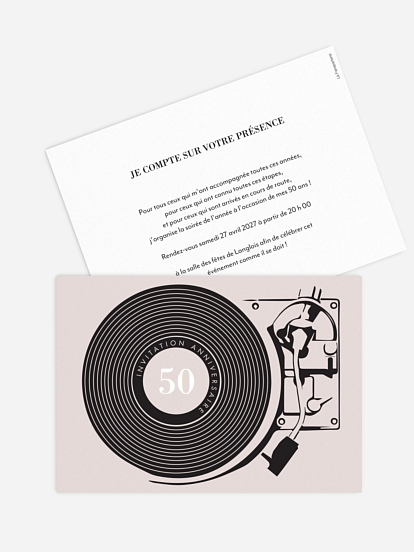 invitation anniversaire 50 Tourne-disque