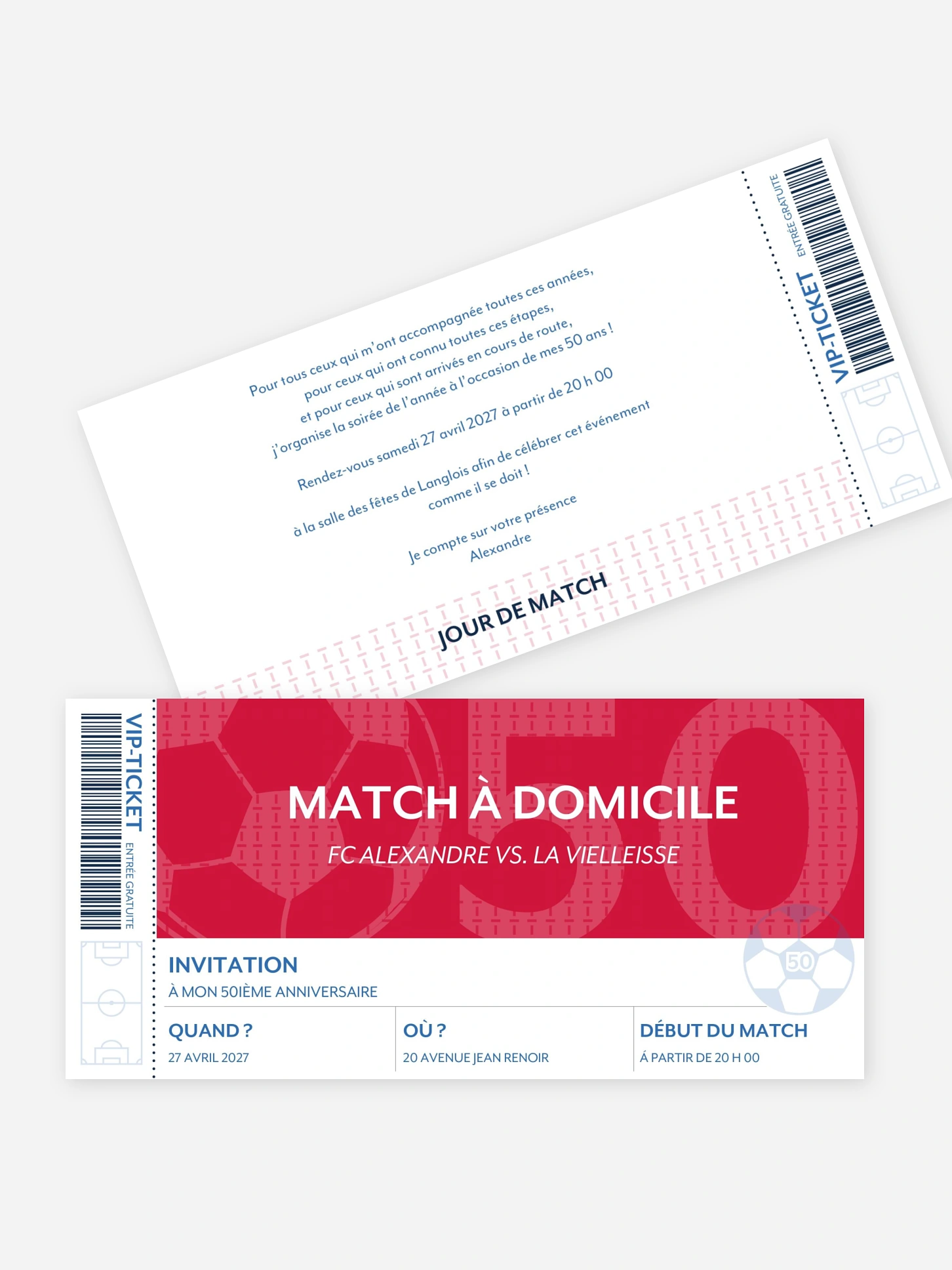 invitation anniversaire 50 Ticket