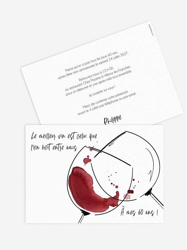 invitation anniversaire 60 Pur vin