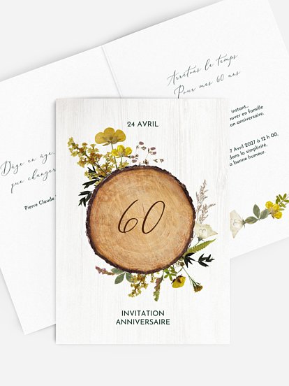 Cartes d'Invitation Anniversaire 60 ans de Mariage - Popcarte