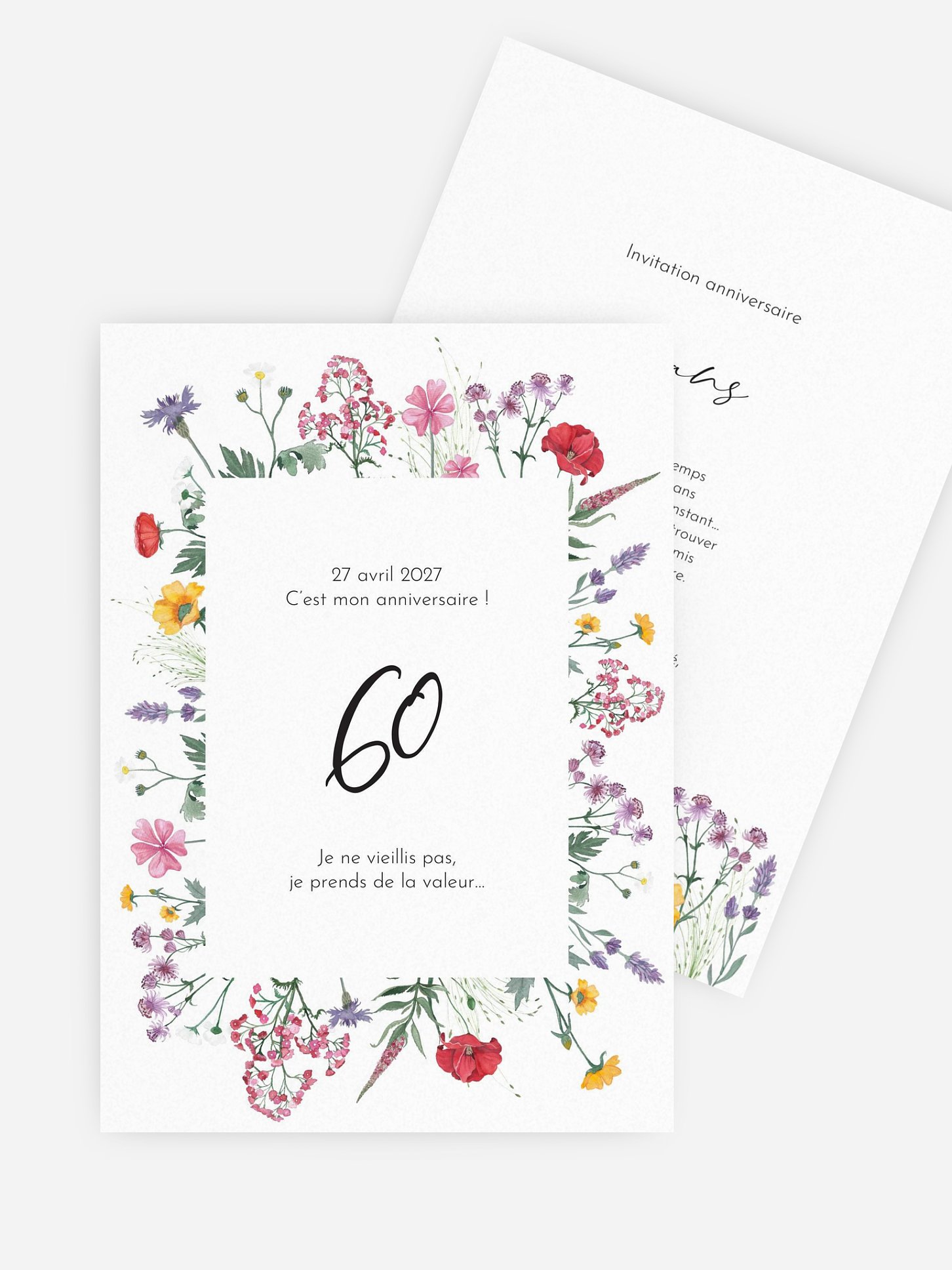 invitation anniversaire 60 Wildflowers