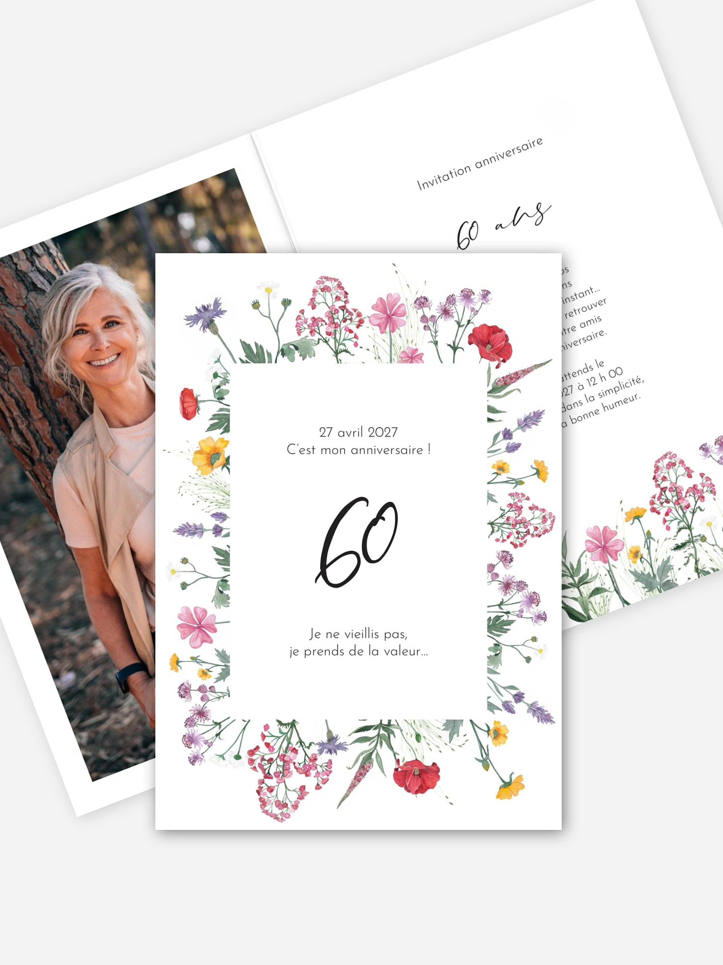 invitation anniversaire 60 Wildflowers