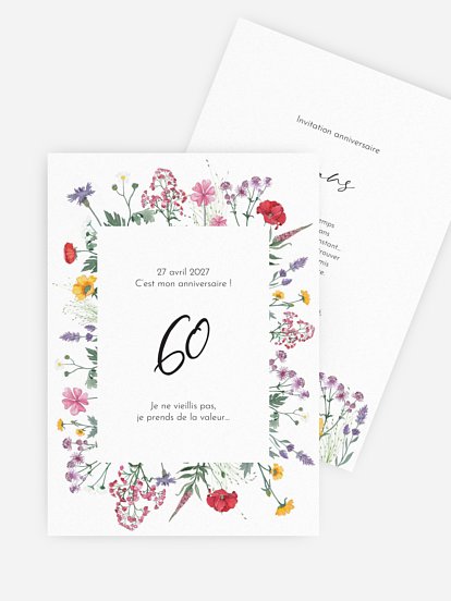 invitation anniversaire 60 Wildflowers