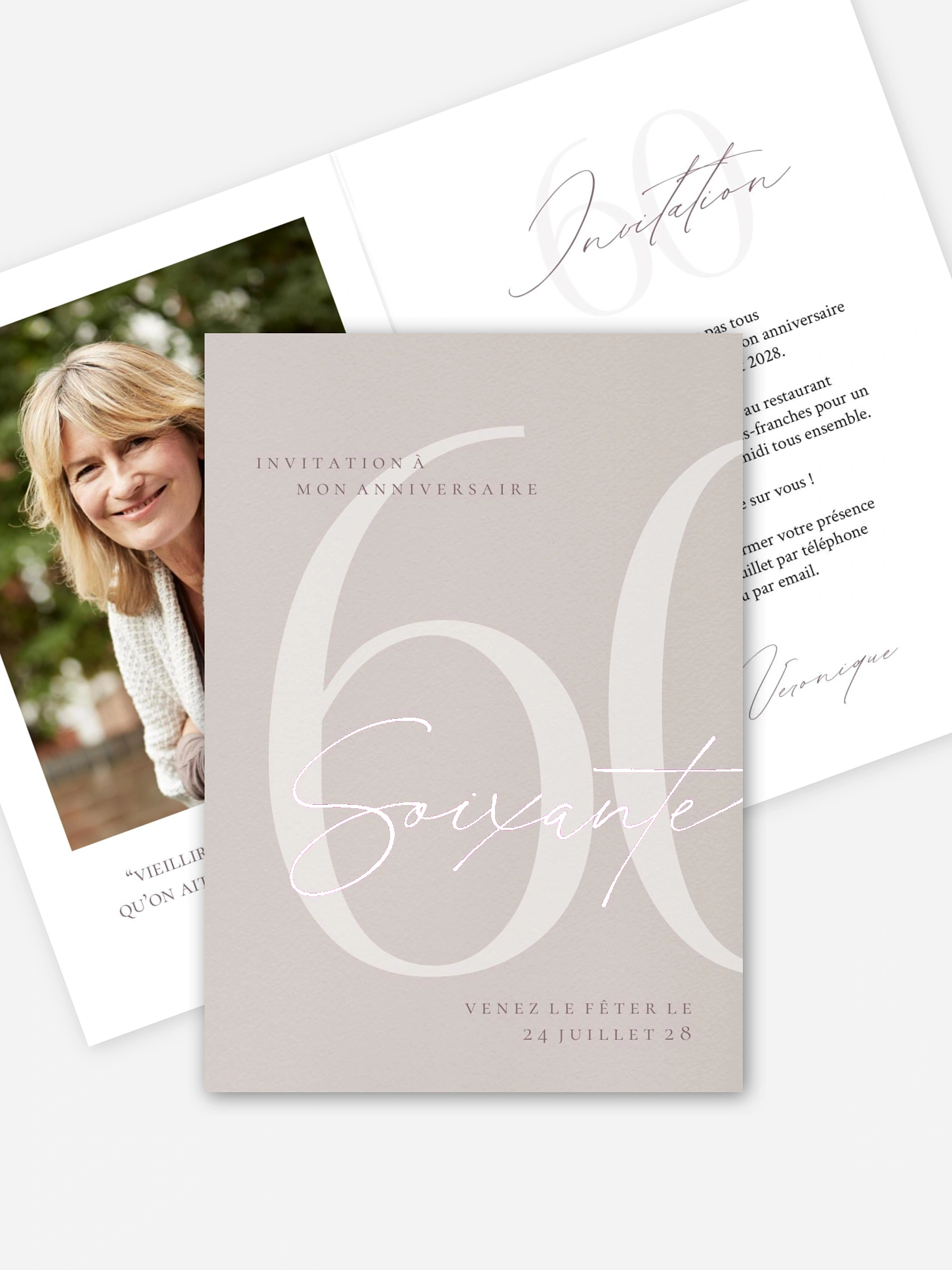 invitation anniversaire 60 Chiffre élégant