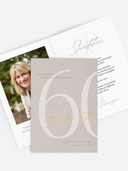invitation anniversaire 60 Chiffre élégant