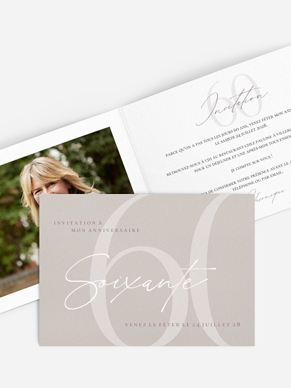invitation anniversaire 60 Chiffre élégant