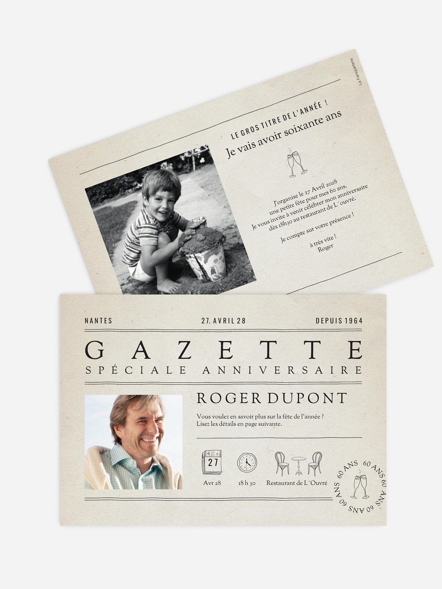 invitation anniversaire 60 Gazette d´anniversaire