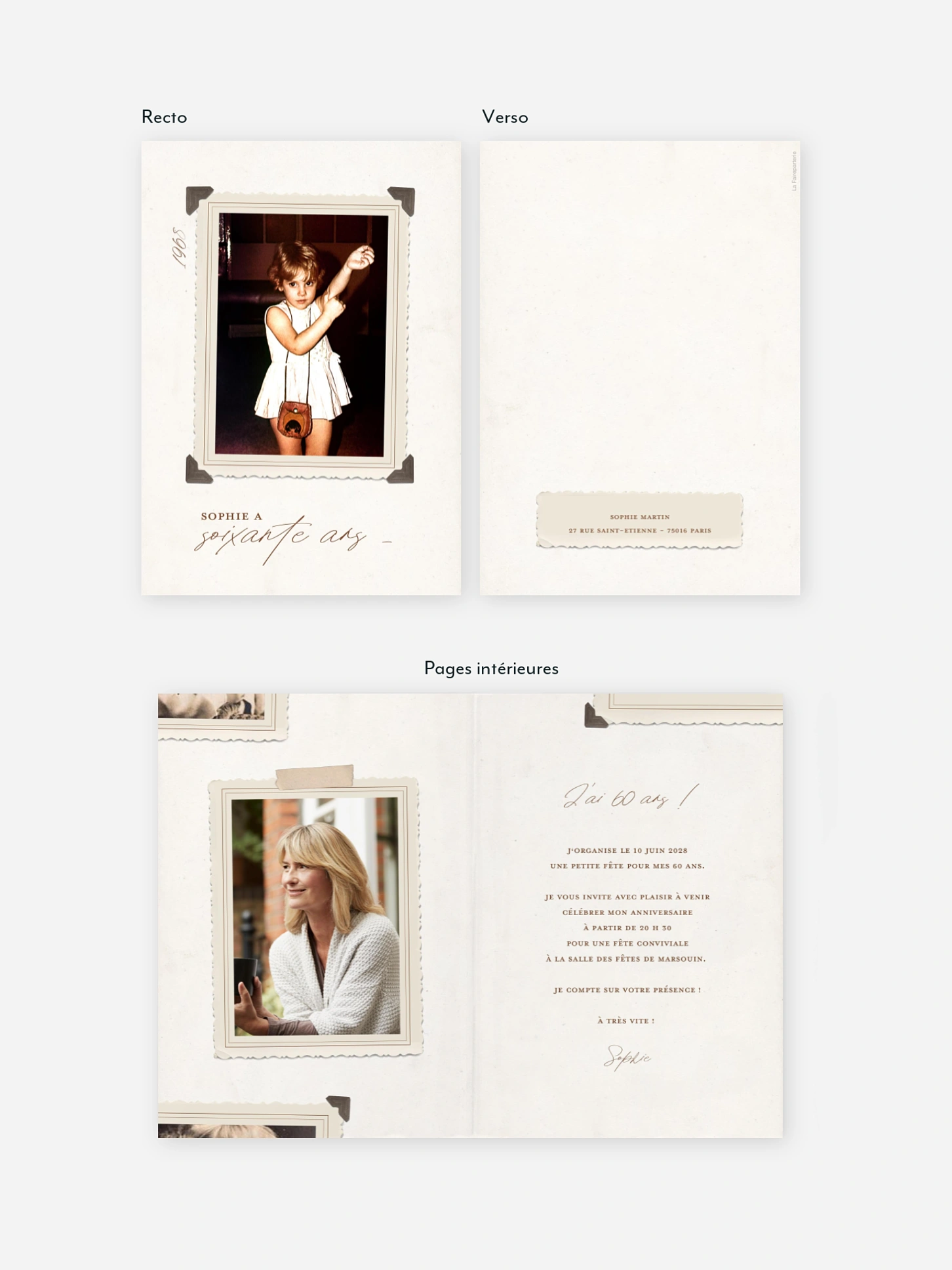 invitation anniversaire 60 Photo Vintage