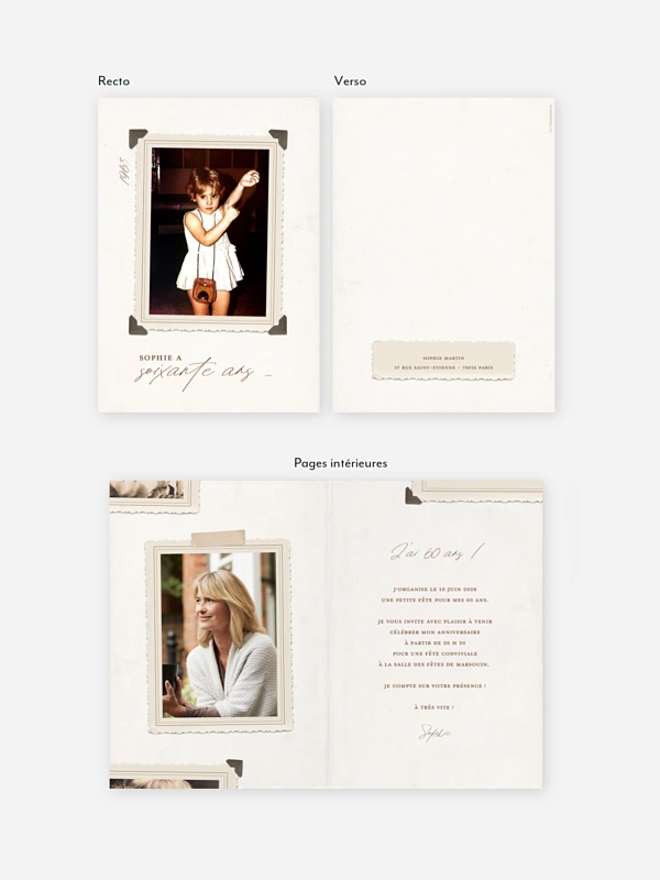 invitation anniversaire 60 Photo Vintage