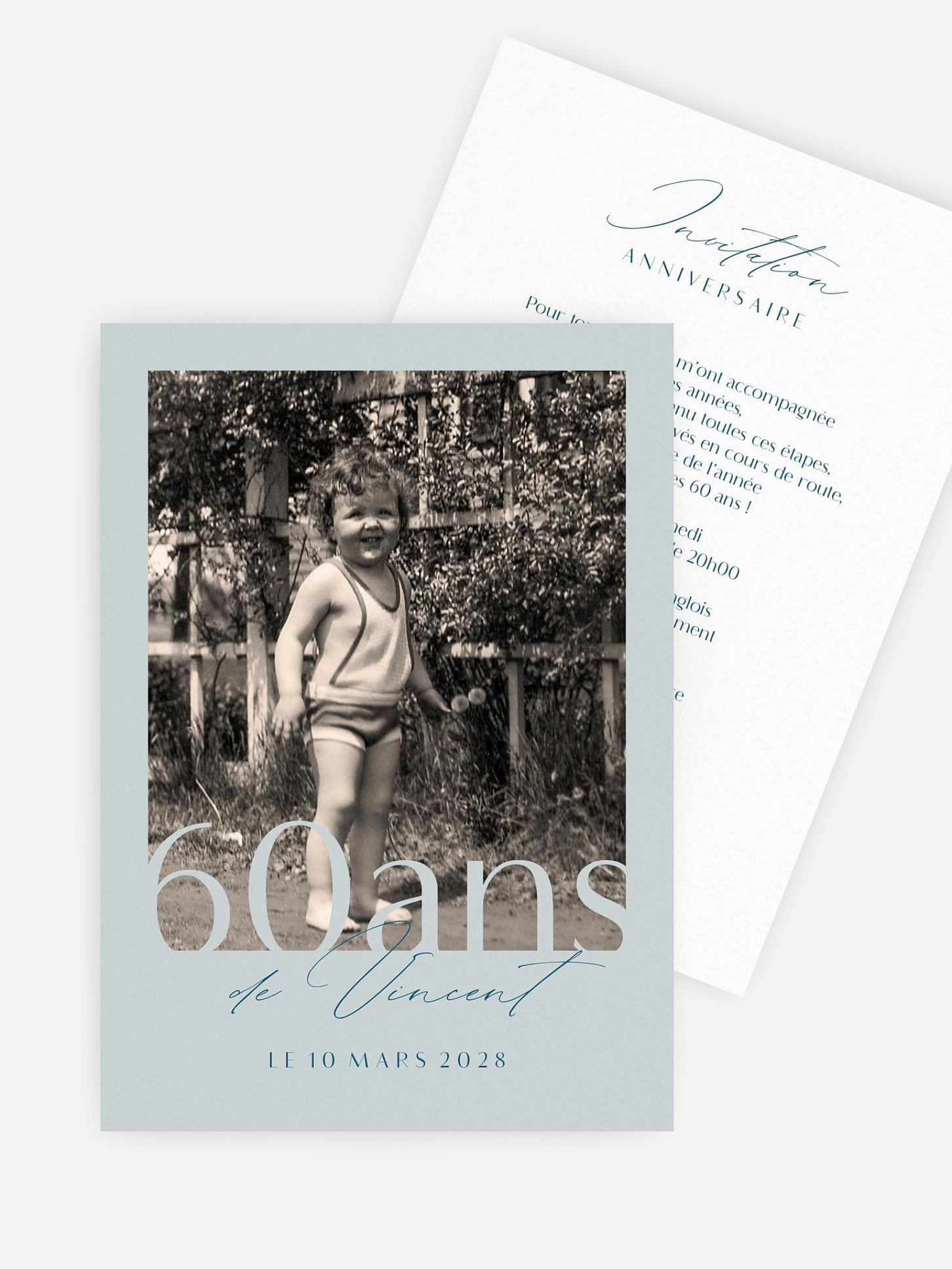 invitation anniversaire 60 Classique Vintage