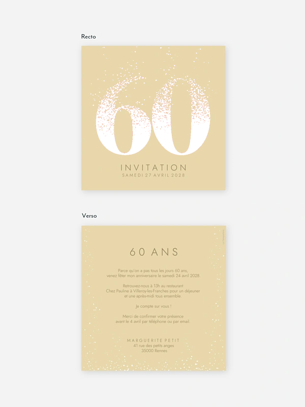 invitation anniversaire 60 Fizzy