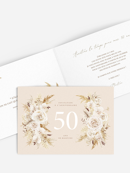 invitation anniversaire 50 Bohème Fleurie