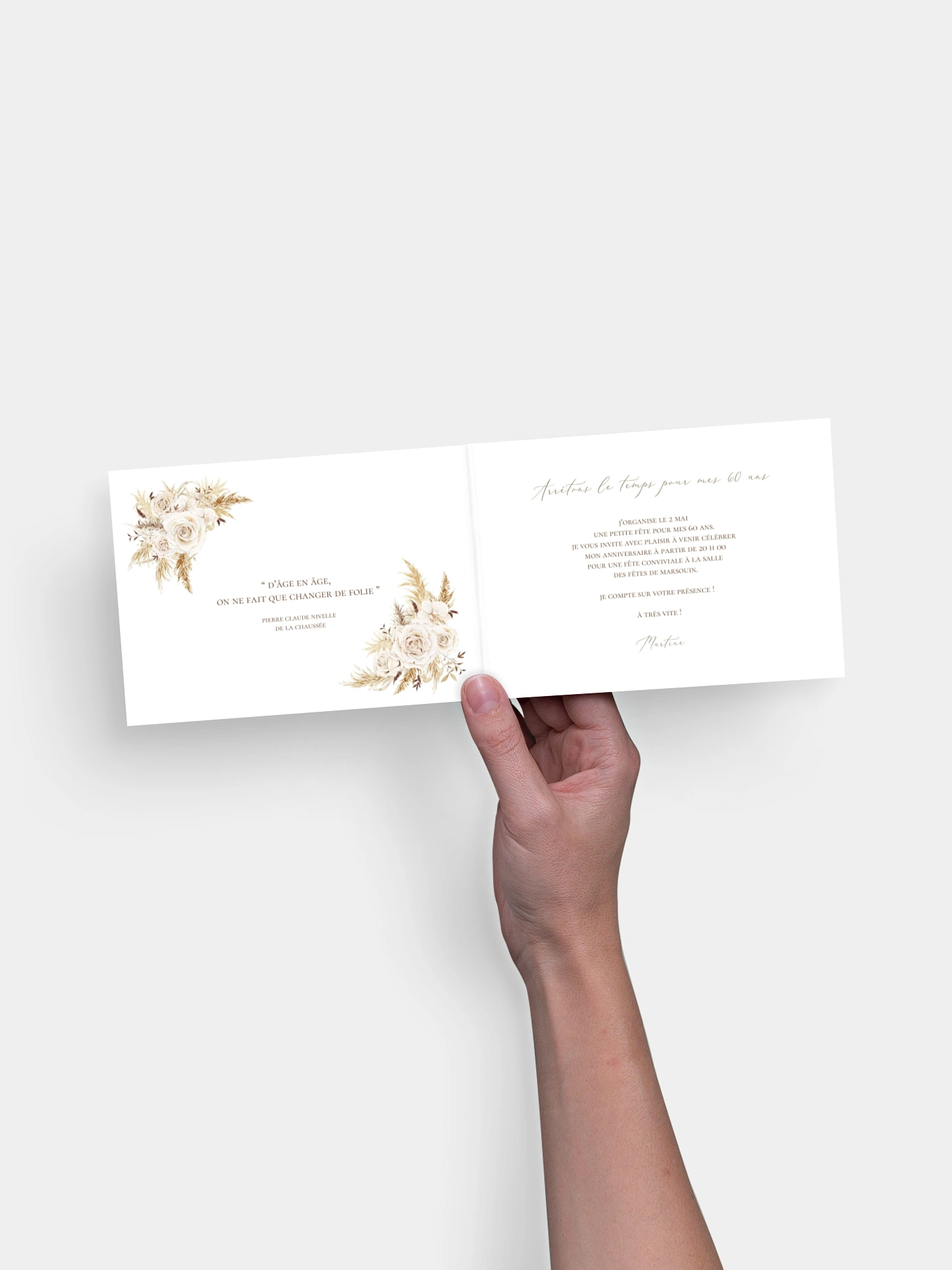 invitation anniversaire 60 Bohème Fleurie