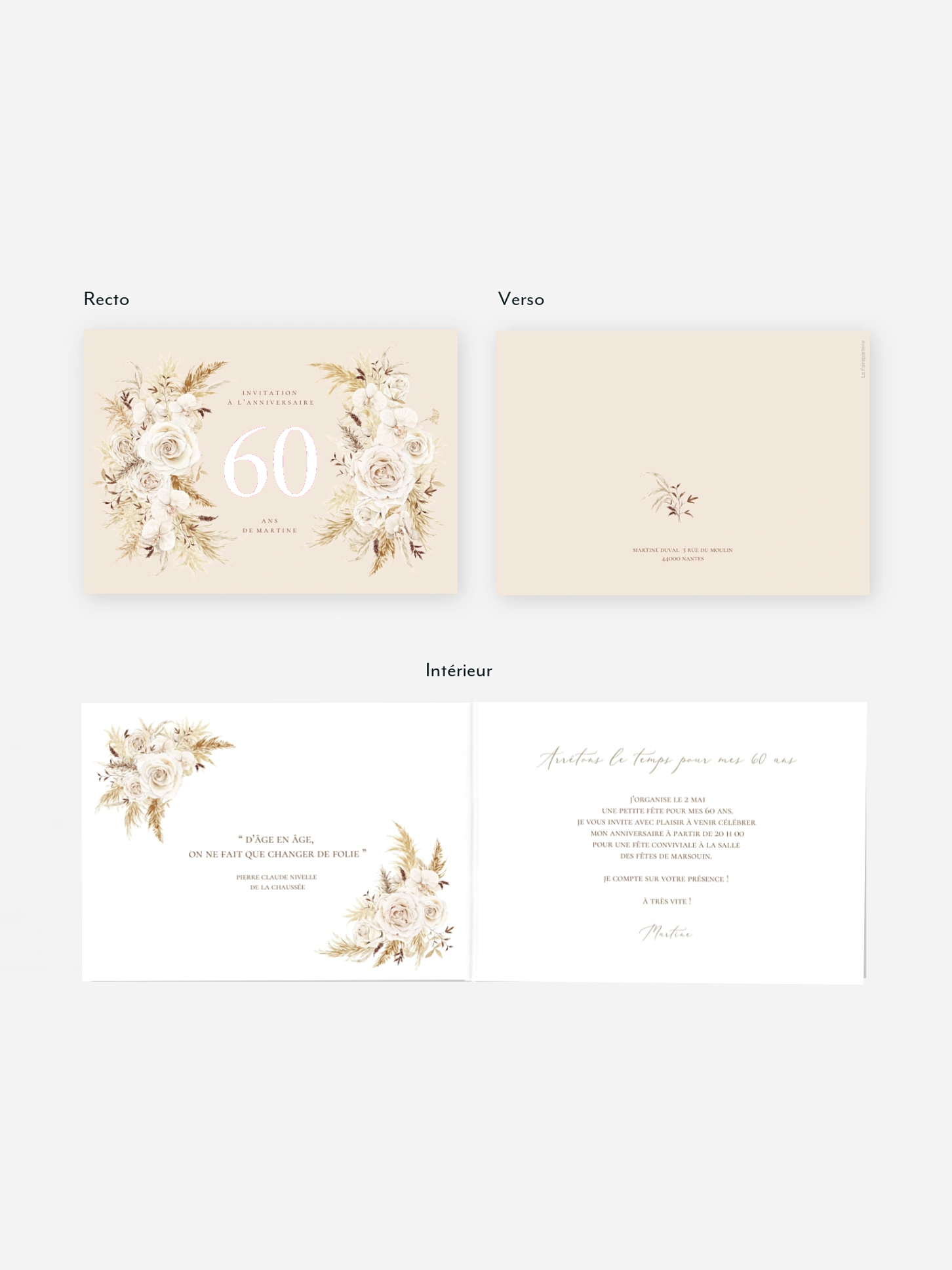 invitation anniversaire 60 Bohème Fleurie