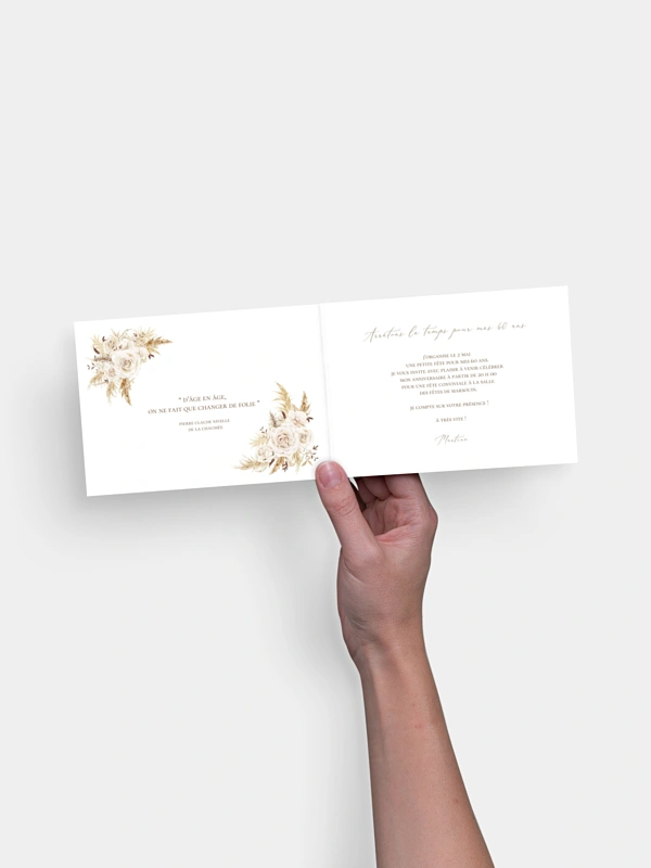 invitation anniversaire 60 Bohème Fleurie