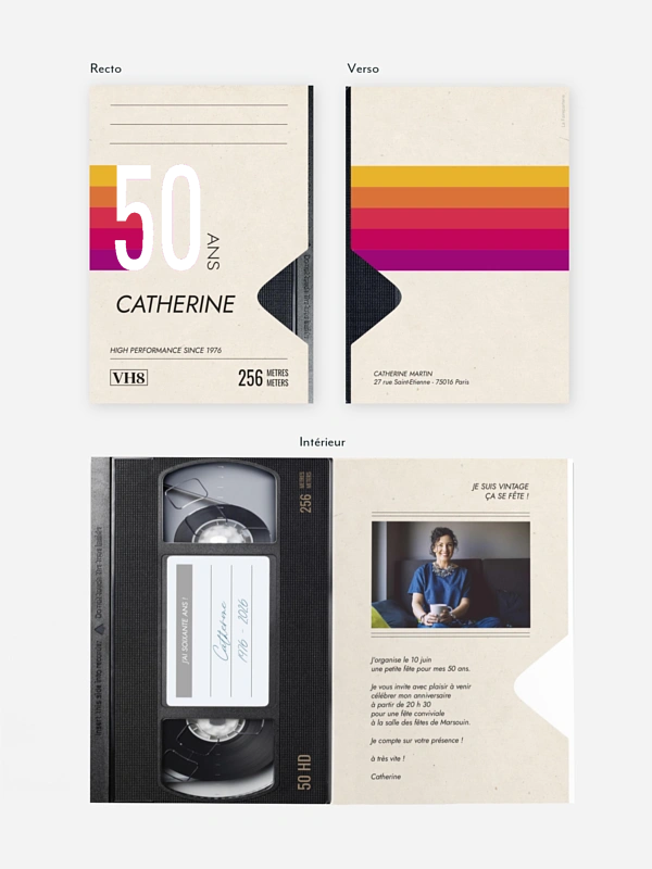 invitation anniversaire 50 VHS Memories