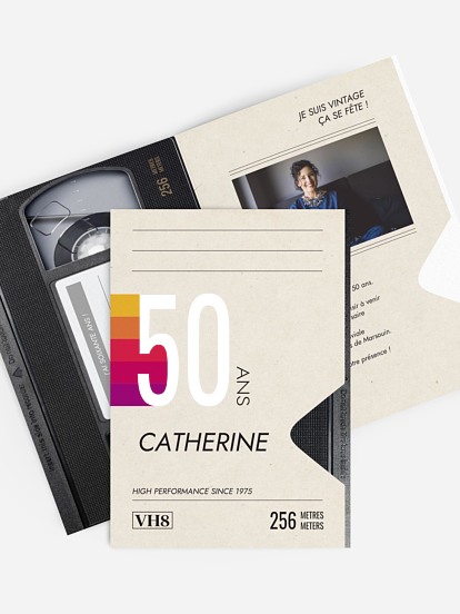 invitation anniversaire 50 VHS Memories