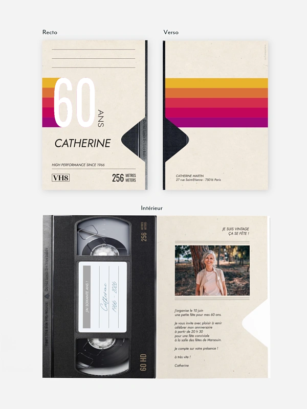 invitation anniversaire 60 VHS Memories