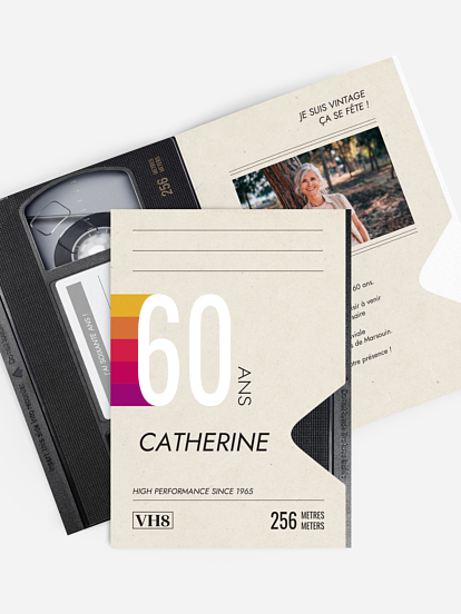 invitation anniversaire 60 VHS Memories