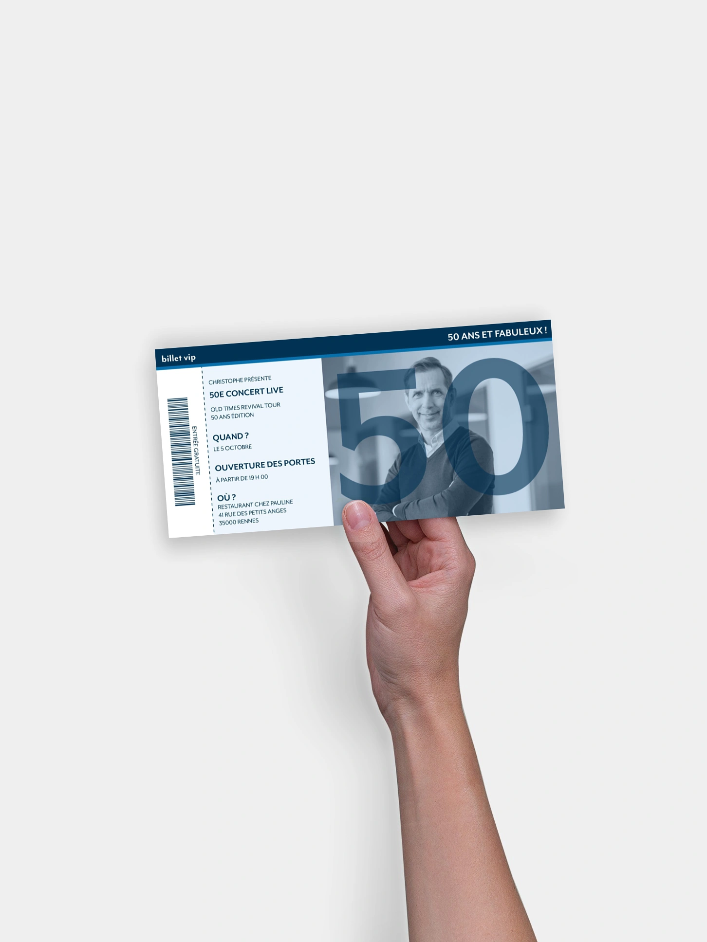 invitation anniversaire 50 Ticket de Concert