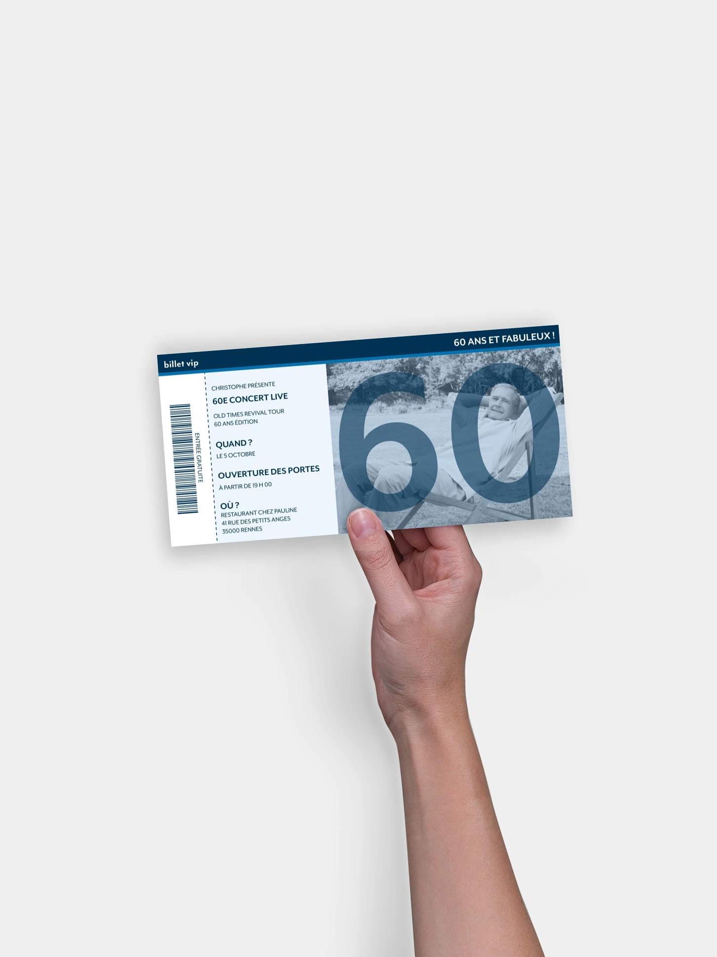 invitation anniversaire 60 Ticket de Concert