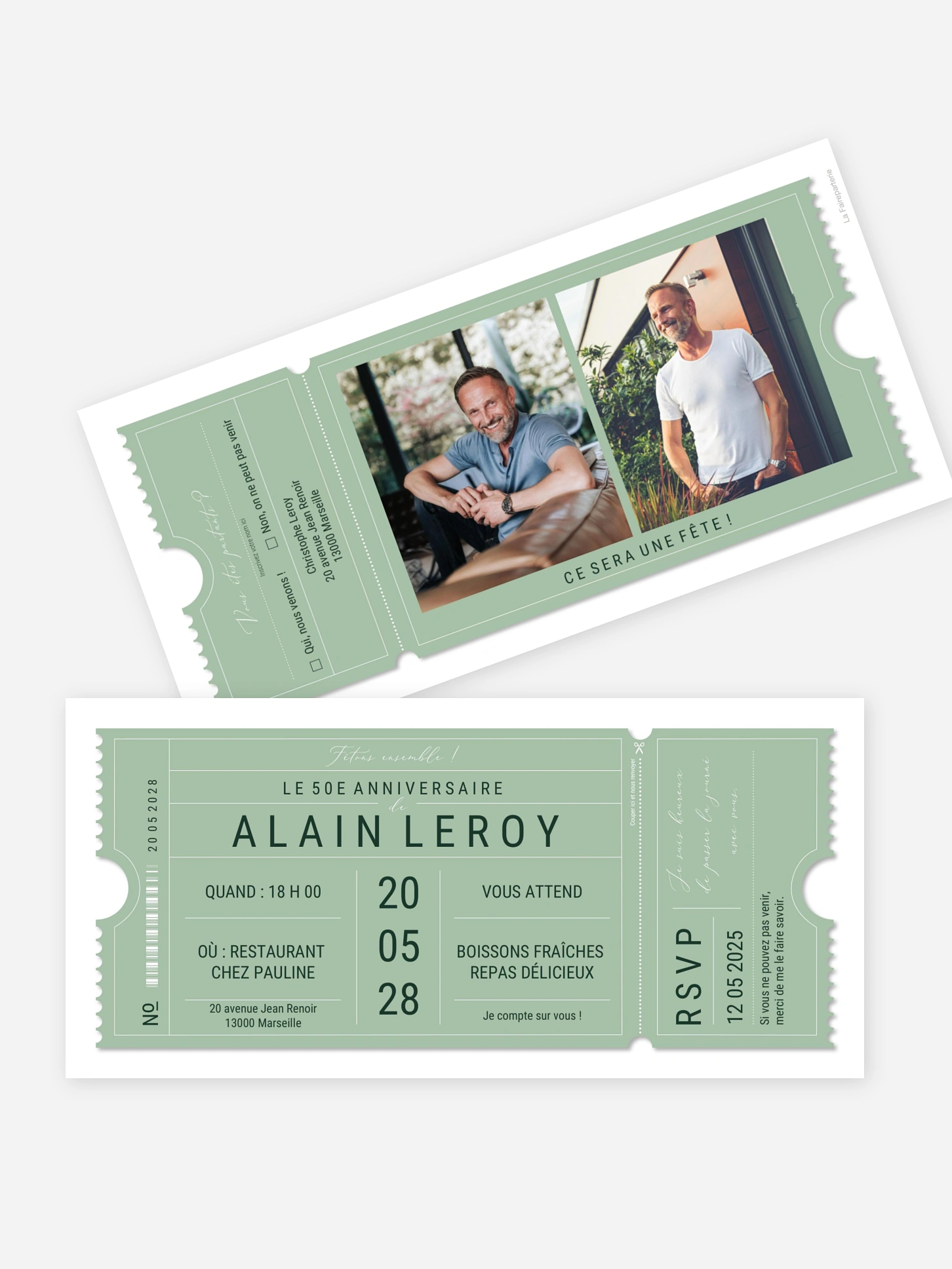 invitation anniversaire 50 VIP Ticket