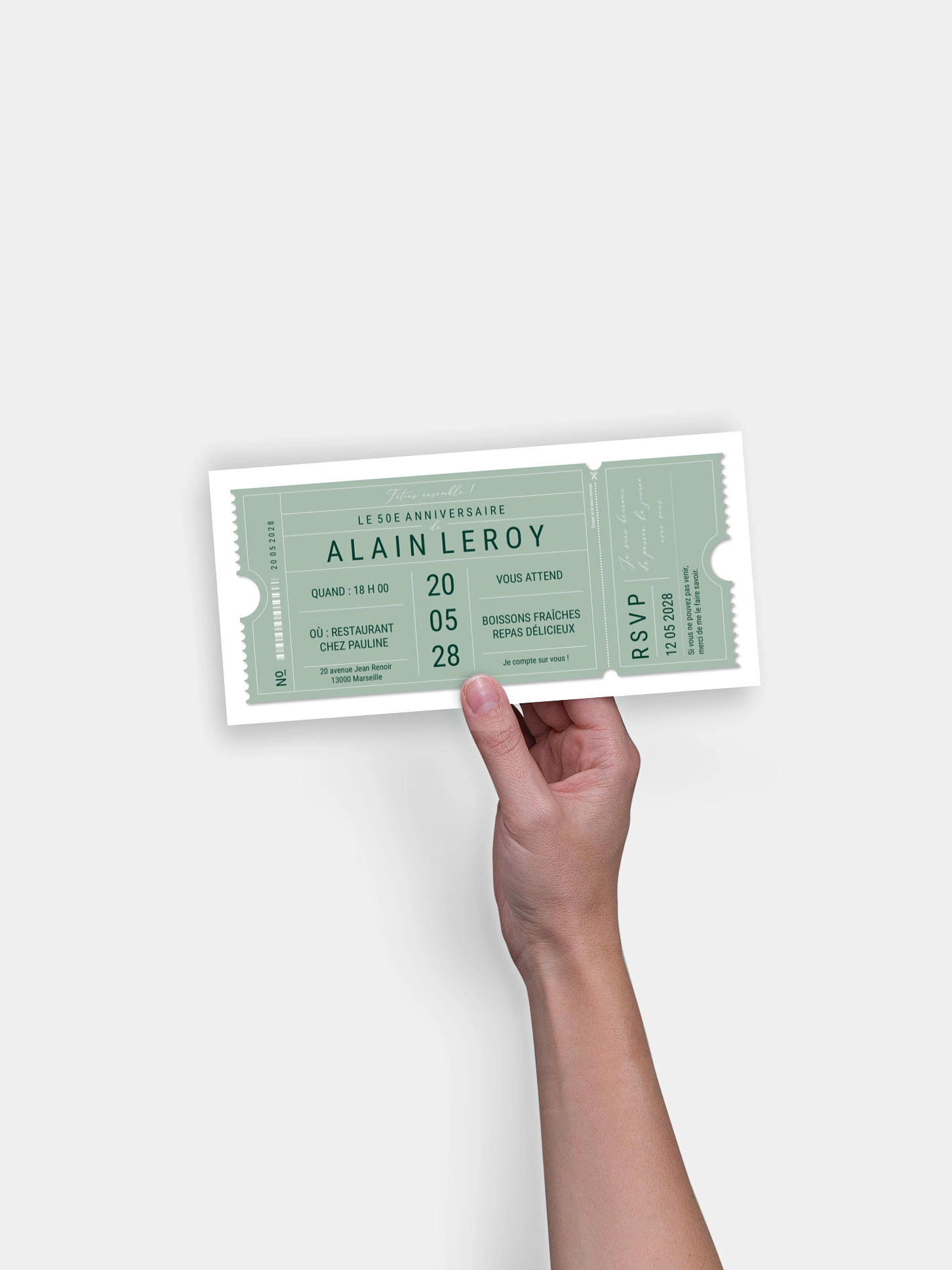 invitation anniversaire 50 VIP Ticket