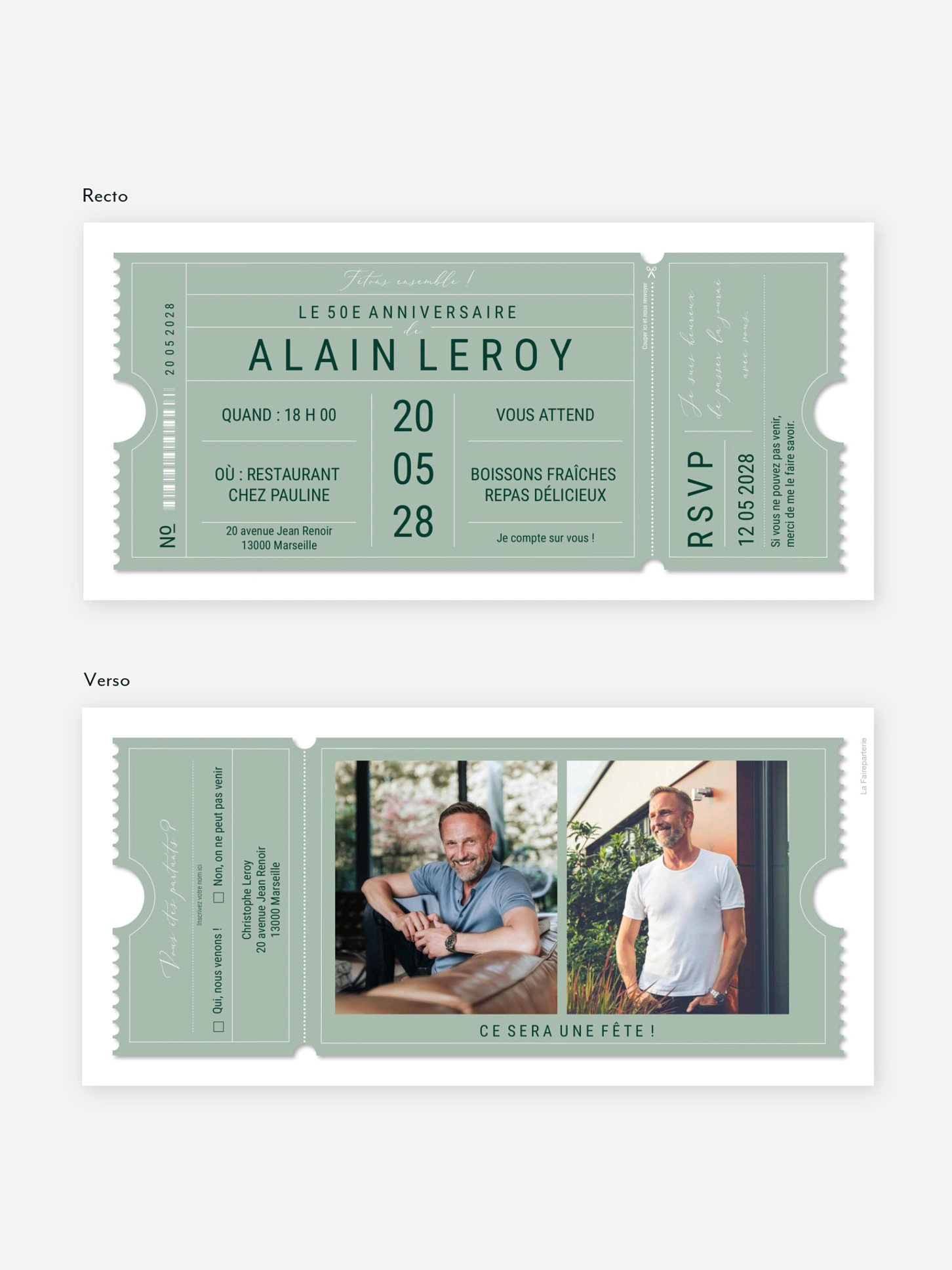 invitation anniversaire 50 VIP Ticket