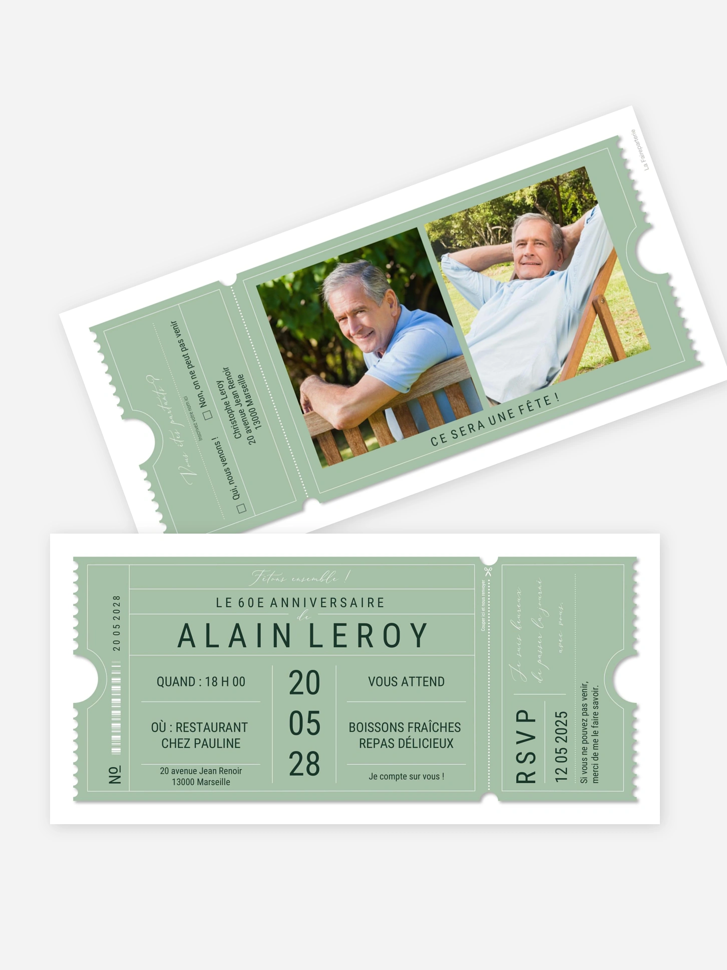 invitation anniversaire 60 VIP Ticket