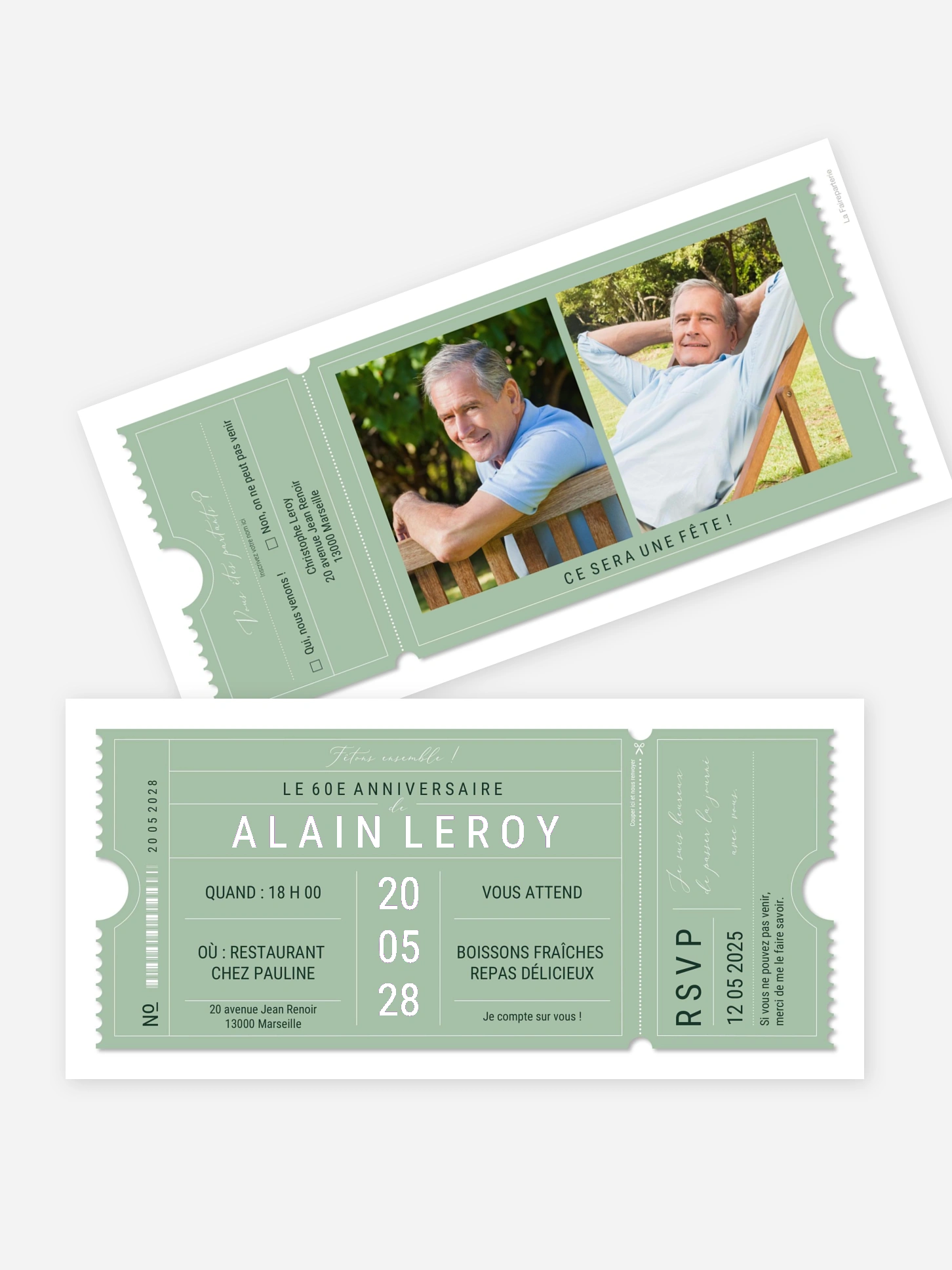invitation anniversaire 60 VIP Ticket