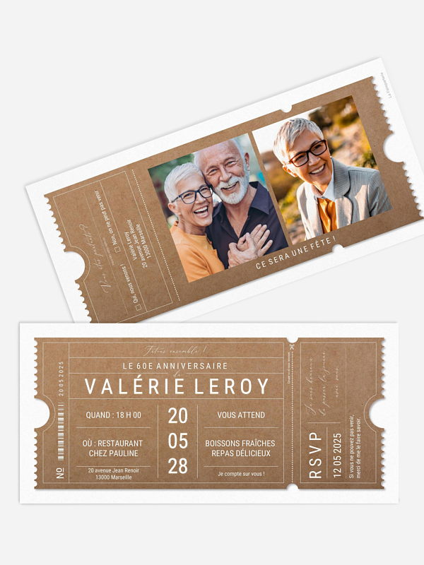 invitation anniversaire 60 VIP Ticket