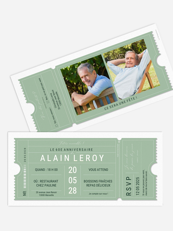 invitation anniversaire 60 VIP Ticket