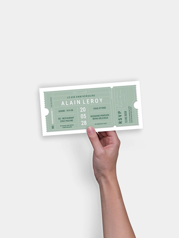 invitation anniversaire 60 VIP Ticket