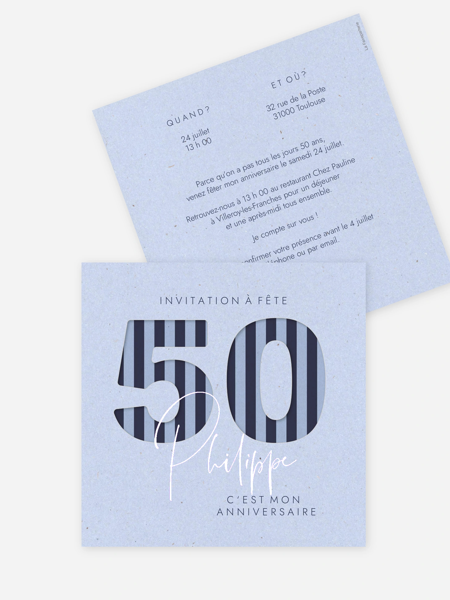 invitation anniversaire 50 Tout en rayures