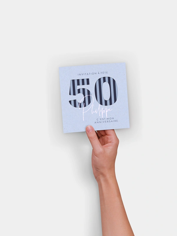 invitation anniversaire 50 Tout en rayures