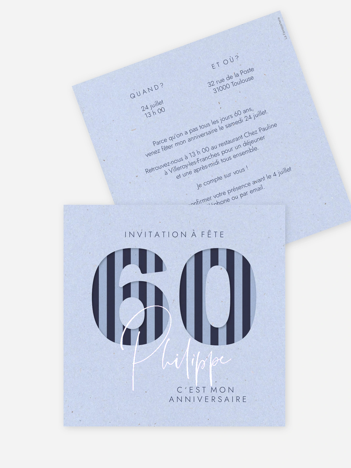 invitation anniversaire 60 Tout en rayures