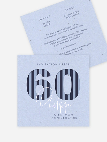 invitation anniversaire 60 Tout en rayures