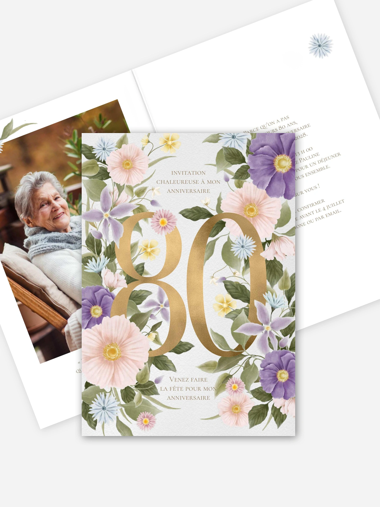 invitation anniversaire 80 Romantisme classique