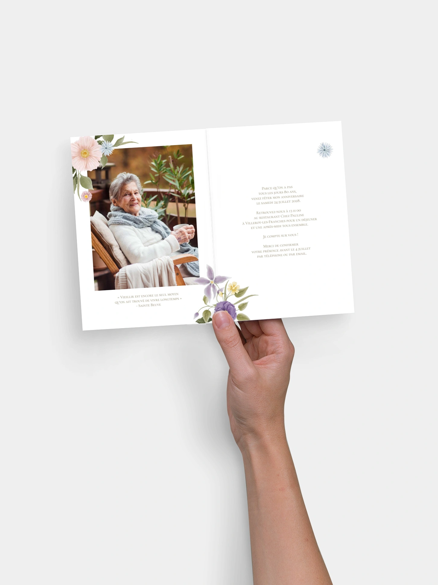 invitation anniversaire 80 Romantisme classique