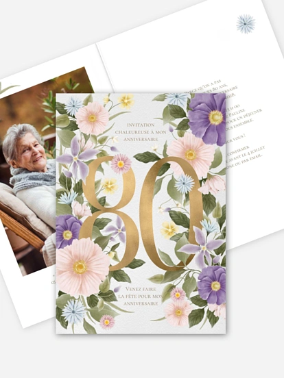 invitation anniversaire 80 Romantisme classique