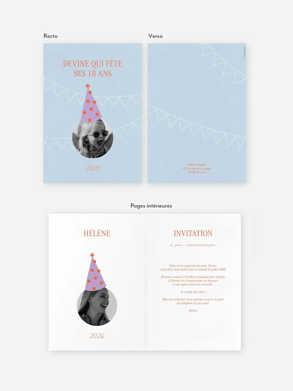 invitation anniversaire 18 Chapeau de fête