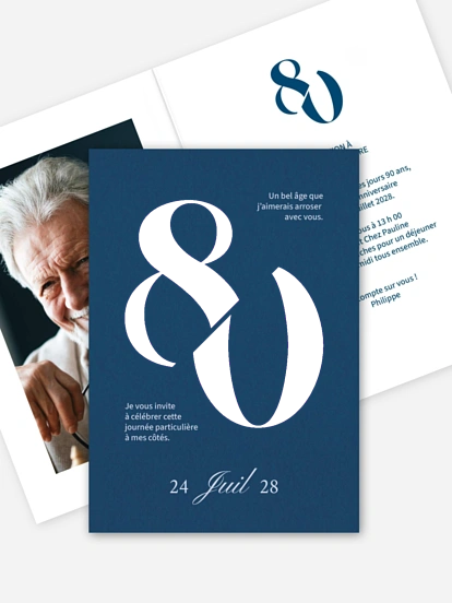 invitation anniversaire 80 Bel âge