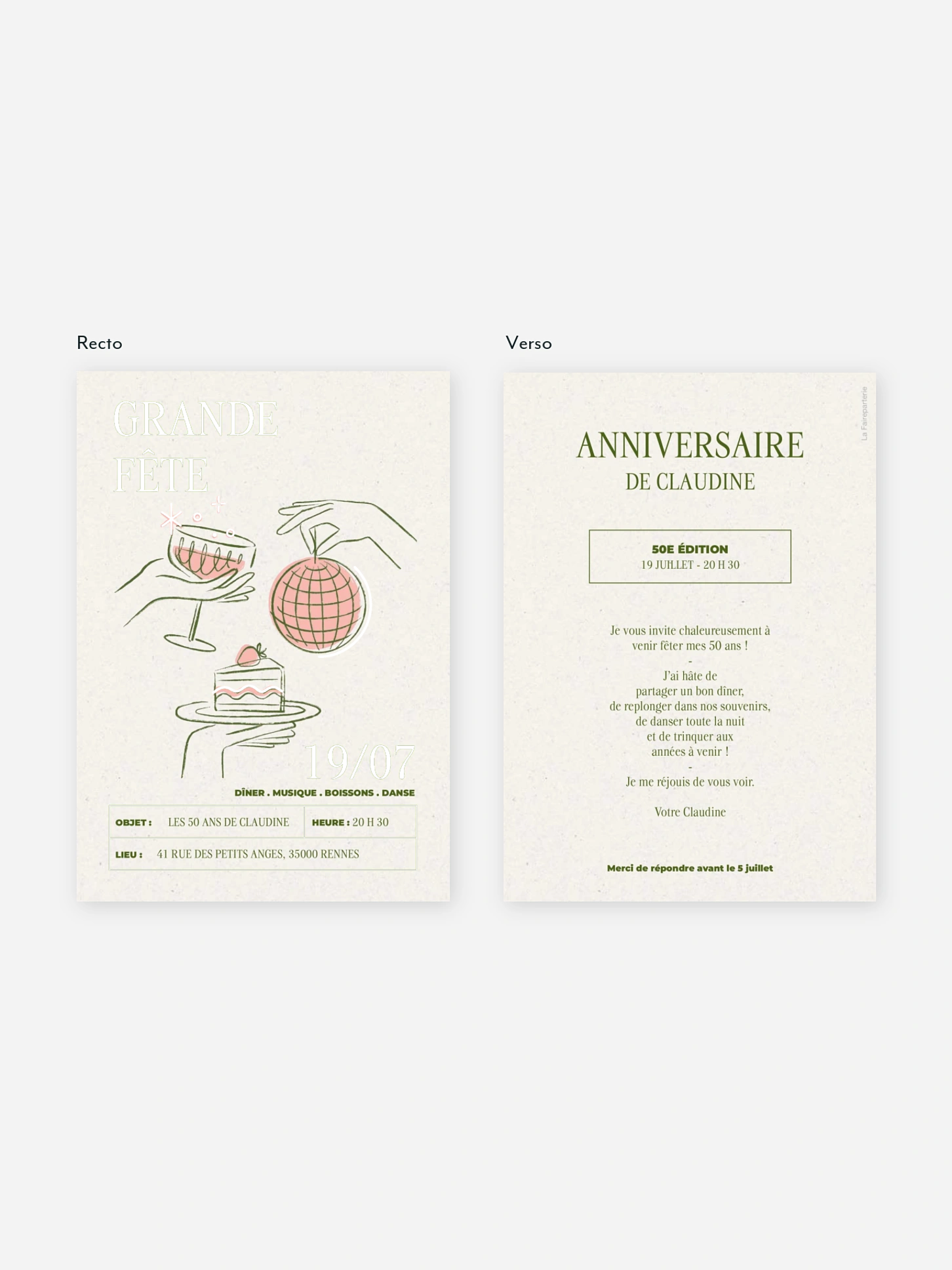 invitation anniversaire Soirée