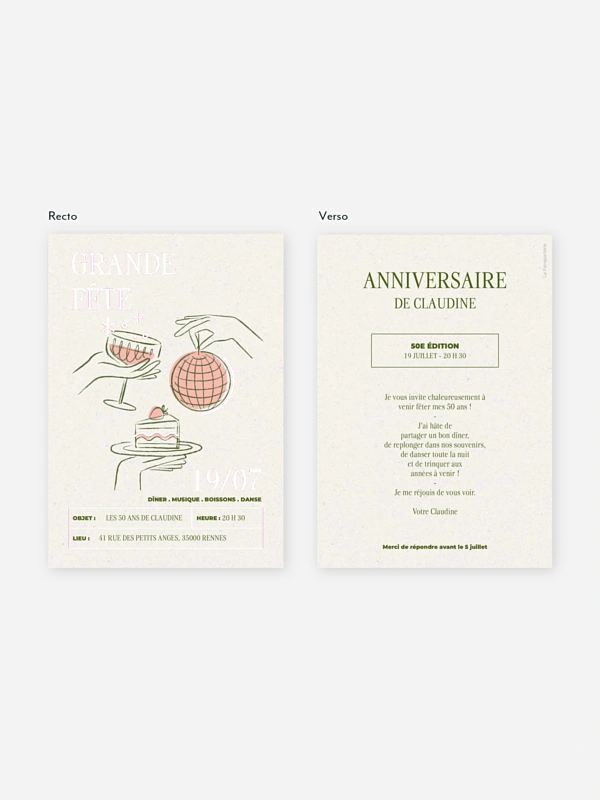 invitation anniversaire Soirée