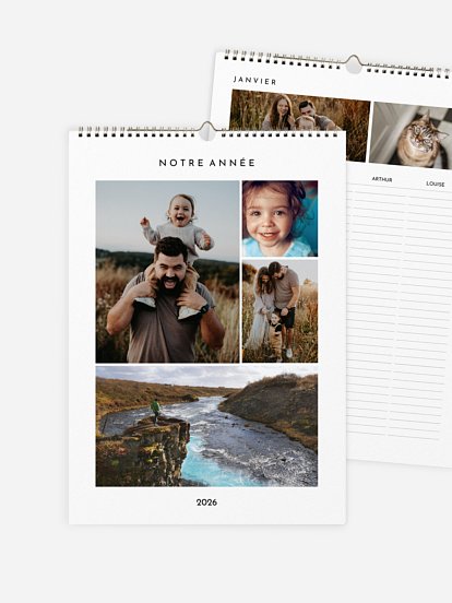 Calendrier familial Minimaliste 4 colonnes