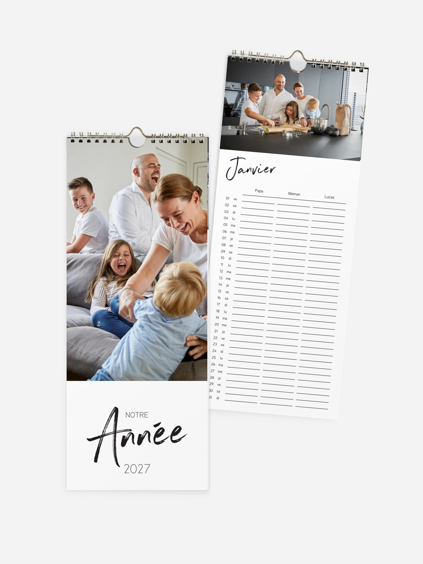 Calendrier familial Calligraphie moderne 3 colonnes